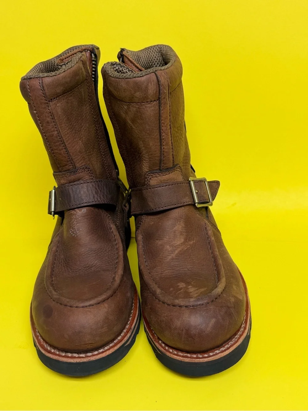 Irish Setter Red Wing Leather Boots Mens &.5 Brown 839 Hunting Mock Zip Buckle